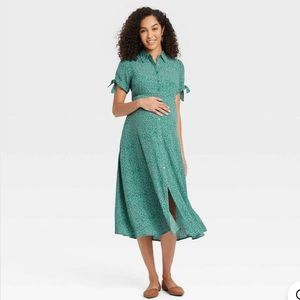 The Nines by HATCH Tie Short Sleeve Shirt Maternity Dress Size: small NWT